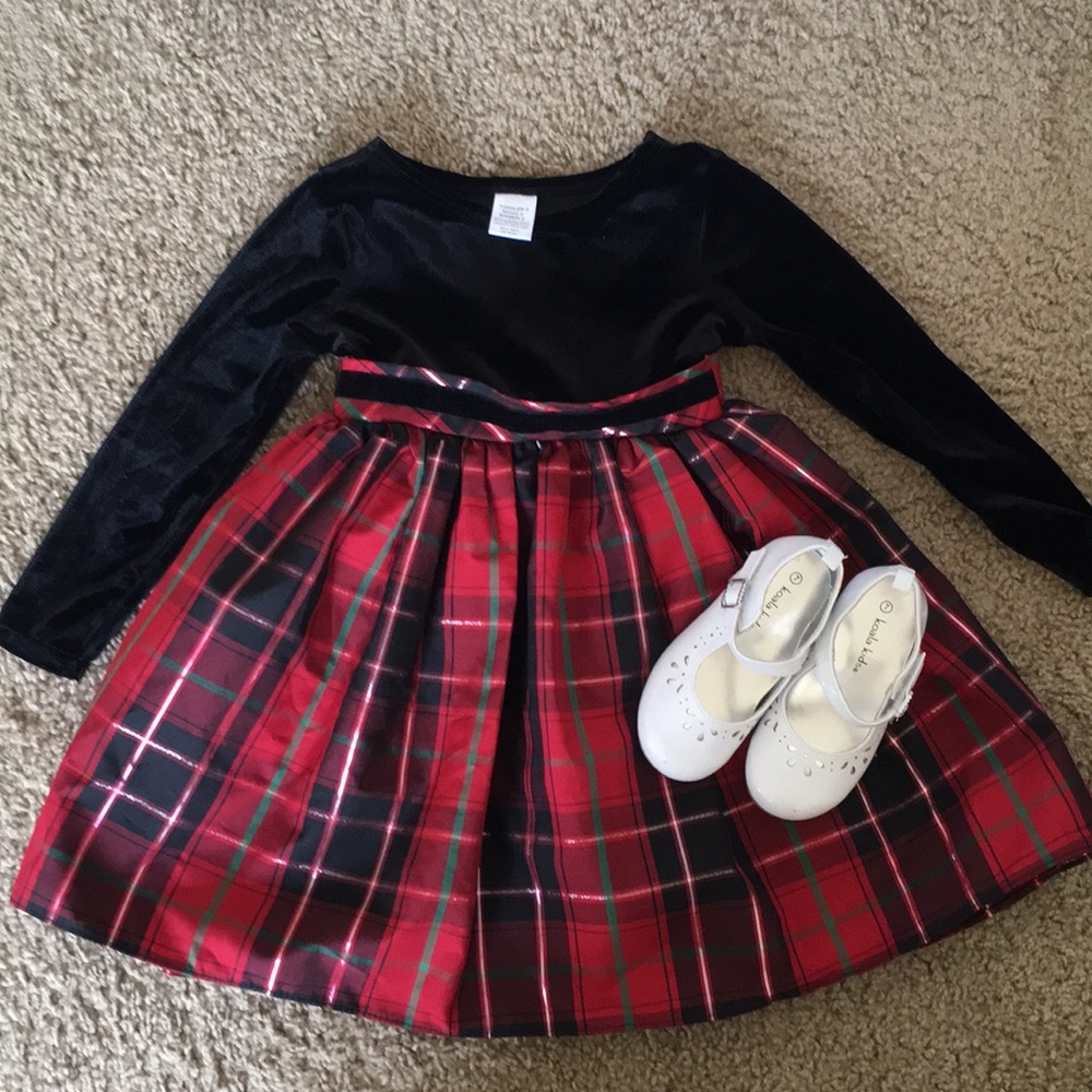 Formal plaid dress with shoes